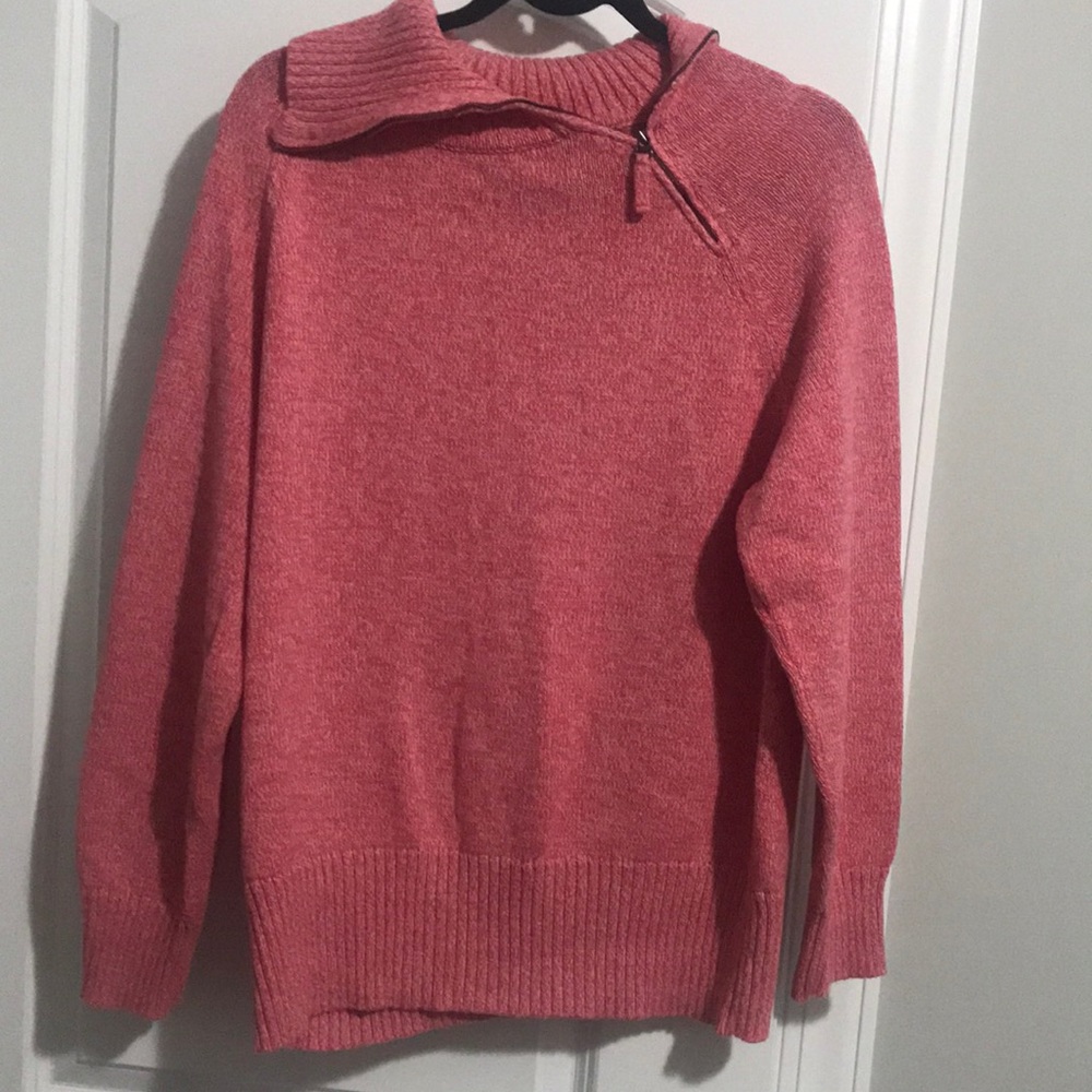 KAREN SCOTT side turtle neck zipper cotton sweater size L-XL